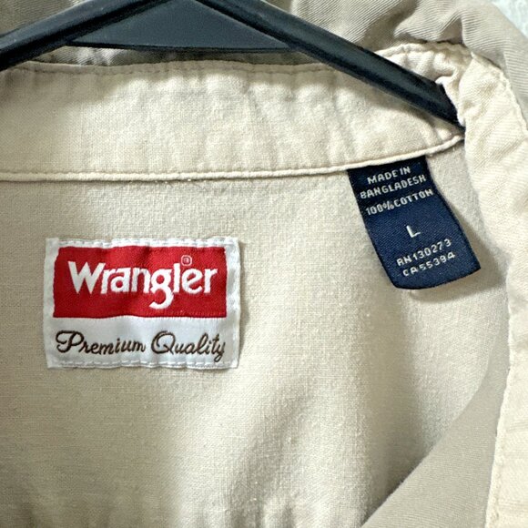 Wrangler Button Down Shirt Vtg Style Men’s Large Classic Western Beige Khaki - Picture 4 of 4